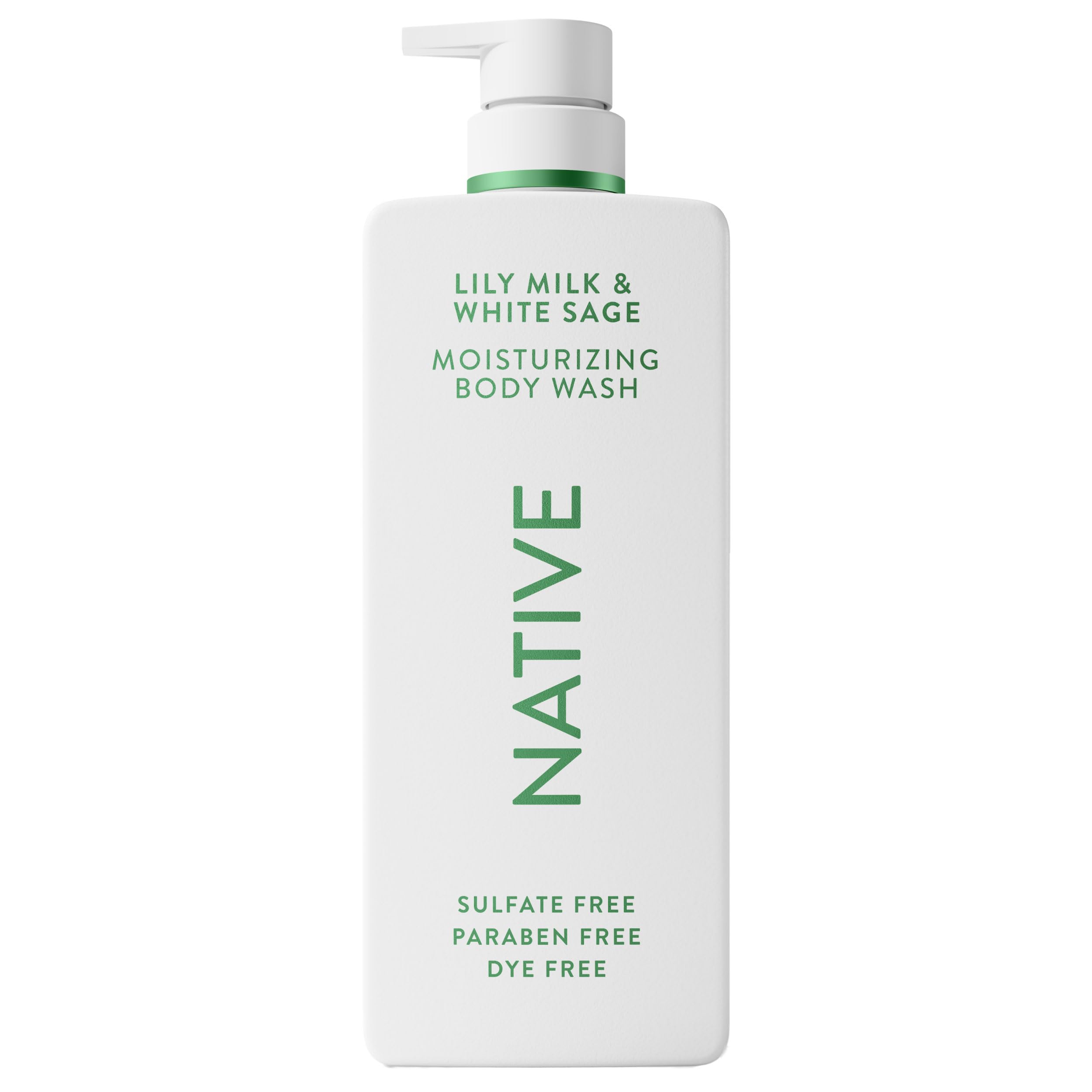 Native Moisturizing Body Wash Lily Milk White Sage 24-Hour Hydration for Dry Sensitive Skin Made with Real Shea