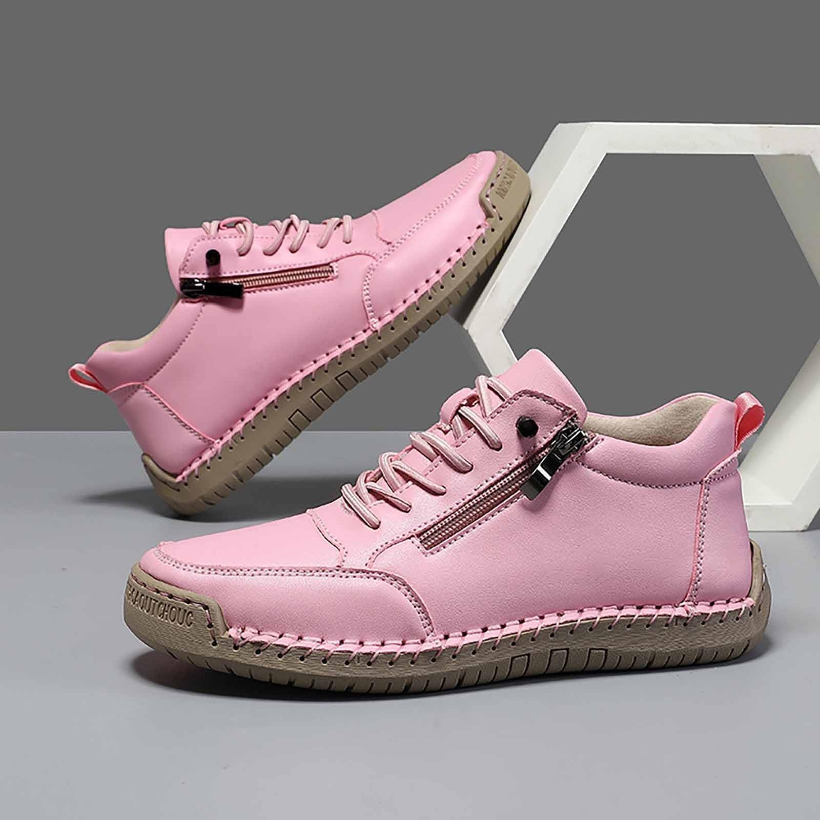 Genérico Zapatos Casuales Unisex Sin Cordones con Cremallera Lateral Cómodos Zapatos para Caminar De Color Sólido A La (48)