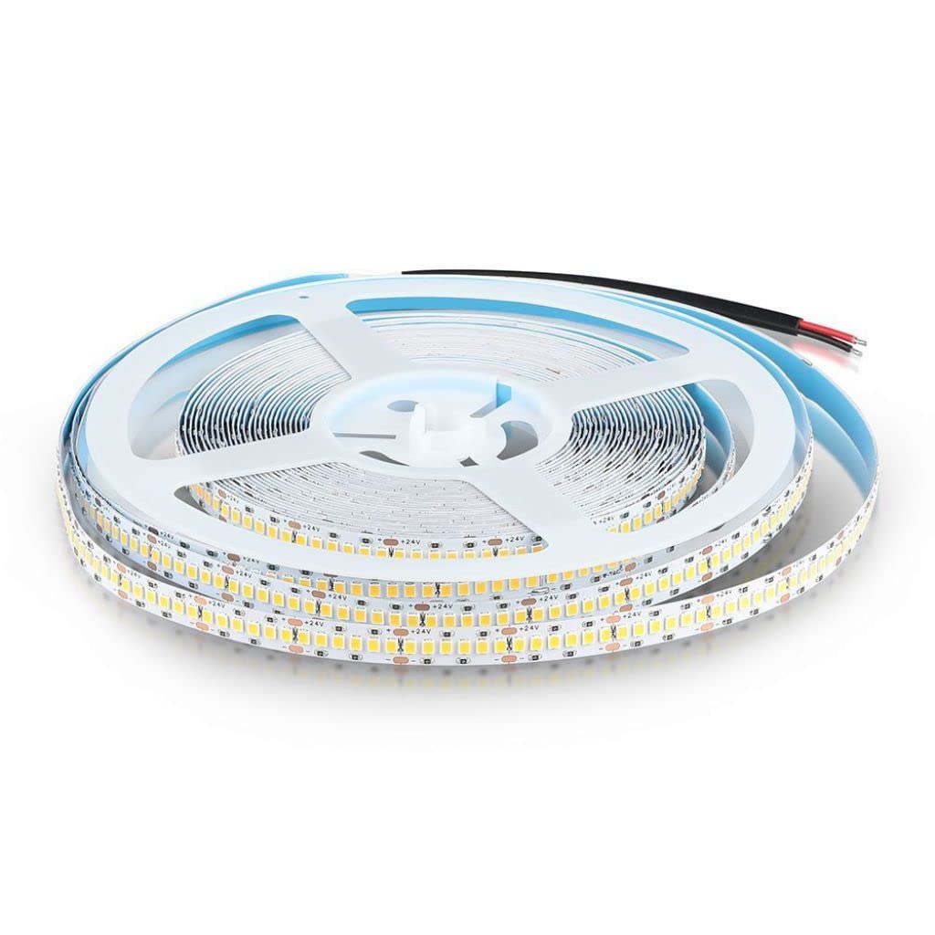 V-TAC Tira LED de interior IP65 impermeable 15 W - 10 metros de longitud - SMD 2835 Alta luminosidad - Luz 4000 K blanca natural - Tiras LED - Tira adhesiva y cubierta de silicona - 12 V