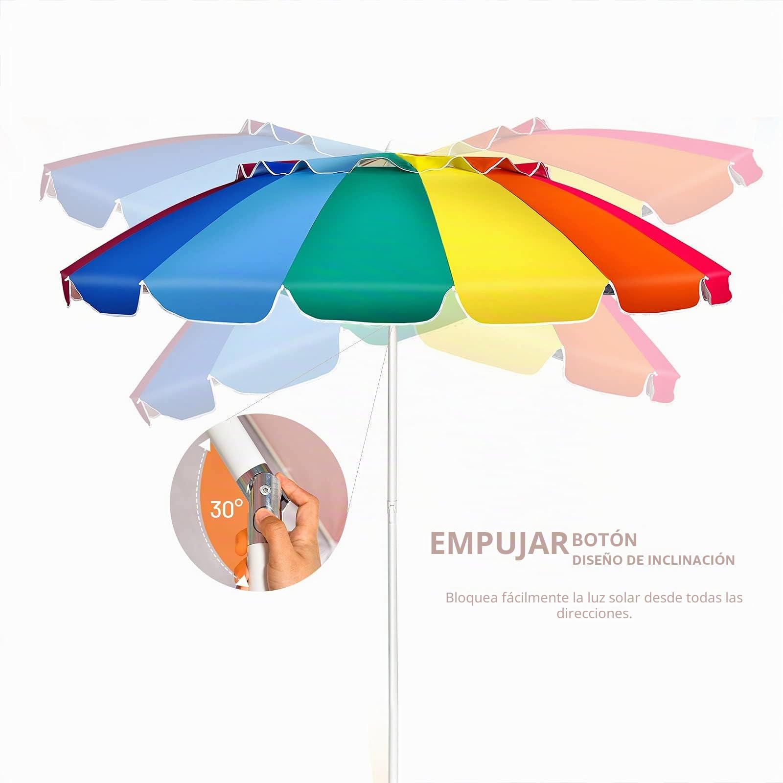 Giantex Sobrilla de Playa, Diámetro de 220 cm, con Bolsa de Transporte y Ancla, Sombrilla Redonda con Protección Solar UV50 +, Sombrilla para Jardín, Terraza, Mercado