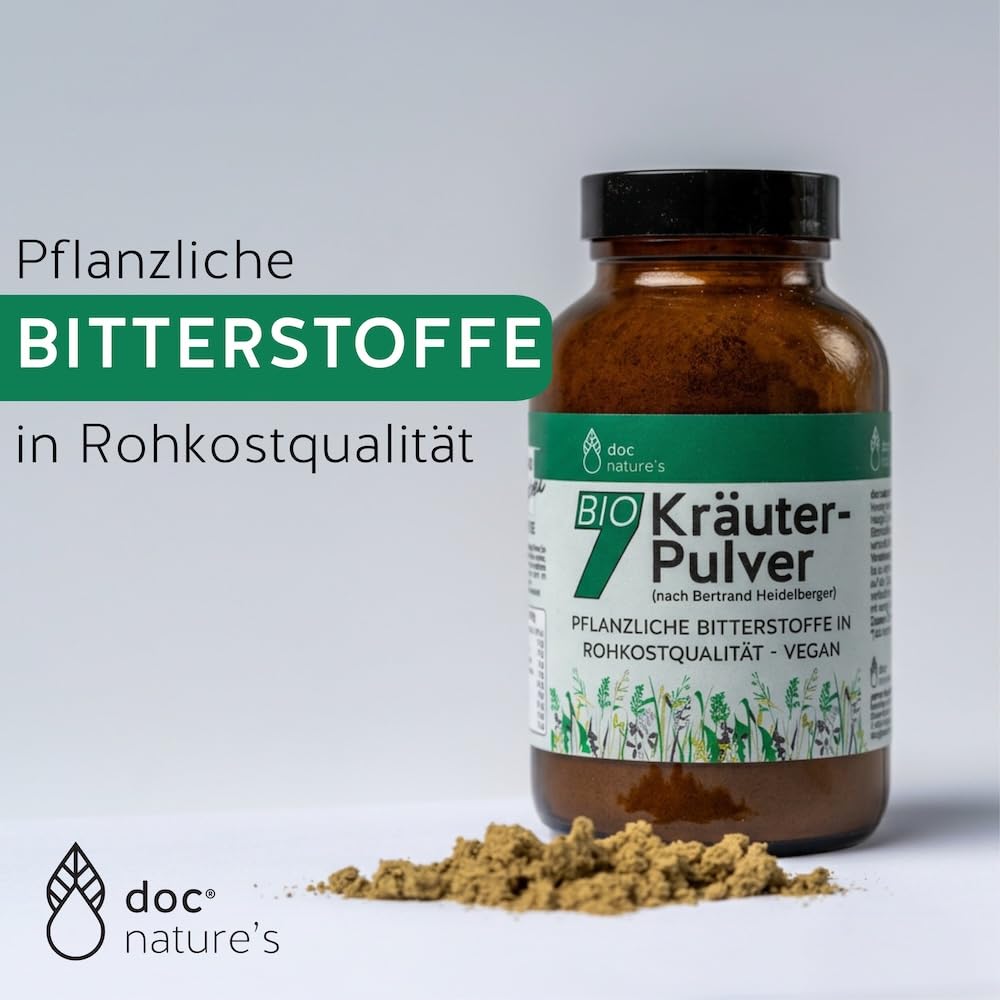 doc nature's Bio-7-Kräuterpulver 3 x 150g | nach Bertrand Heidelberger | Pflanzliche Bitterstoffe in Rohkostqualität | vegan | Gesund & Leben Qualität