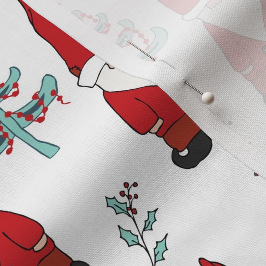 Spoonflower Fabric - Santa Gnomes White Gnome Christmas Holidays Woodland Cloth Printed on Petal Signature Cotton Fabric by The Yard - Sewing Quilting Apparel Crafts Decor