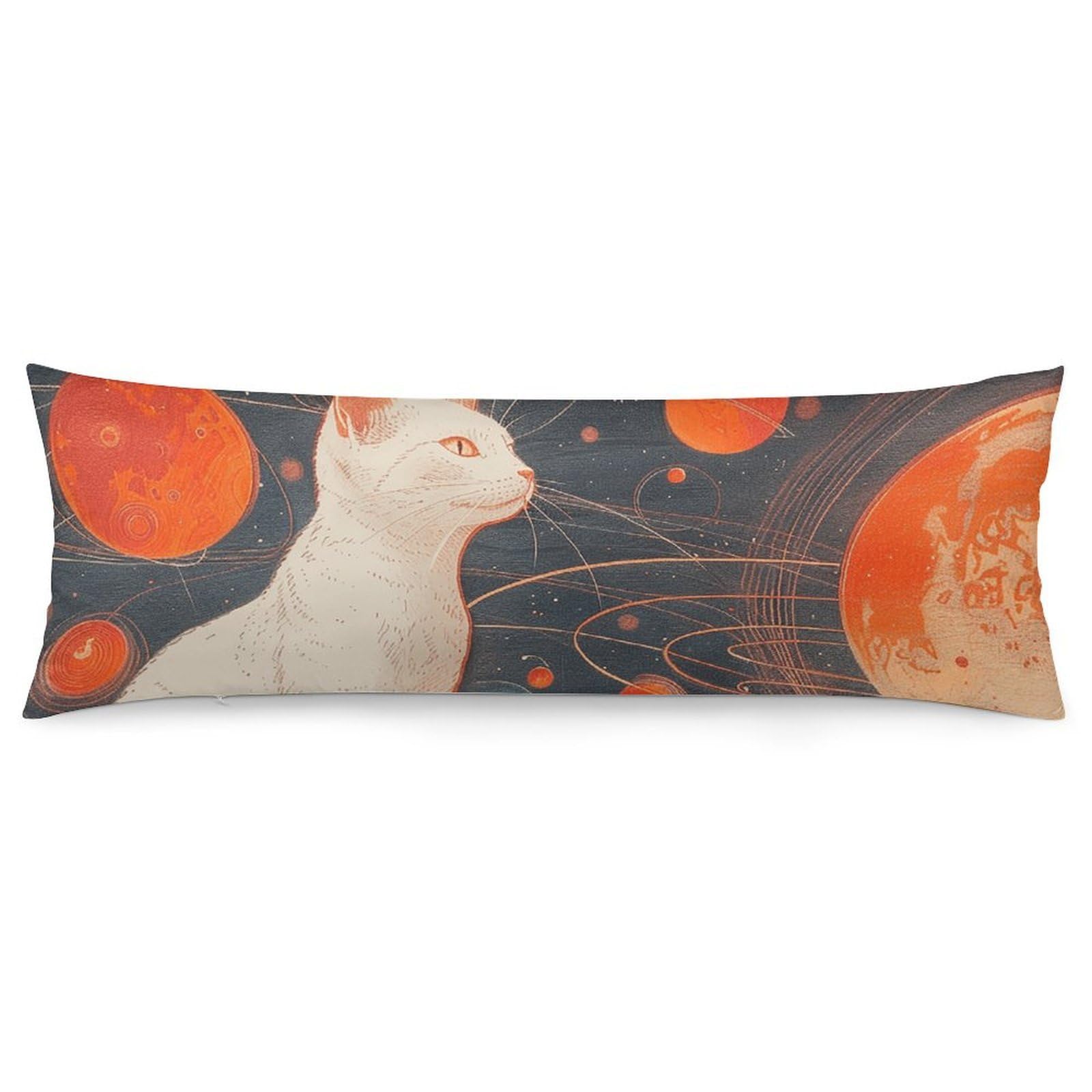 NONHAI 2 Pack Pillow Cases for Hair and Skin, Soft Breathable Pillow Case Covers with Hidden Zipper, Cats and Planets Pillowcase 20"x54" Pillow Covers for Sleeping Gift