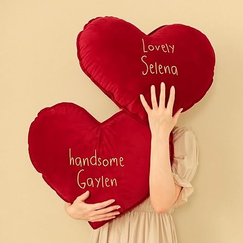 Miniatura 1 de HESBITEUL Funda de almohada con diseño de amor, diseño de texto personalizado, funda de cojín bordada de larga duración, nombre personalizado para