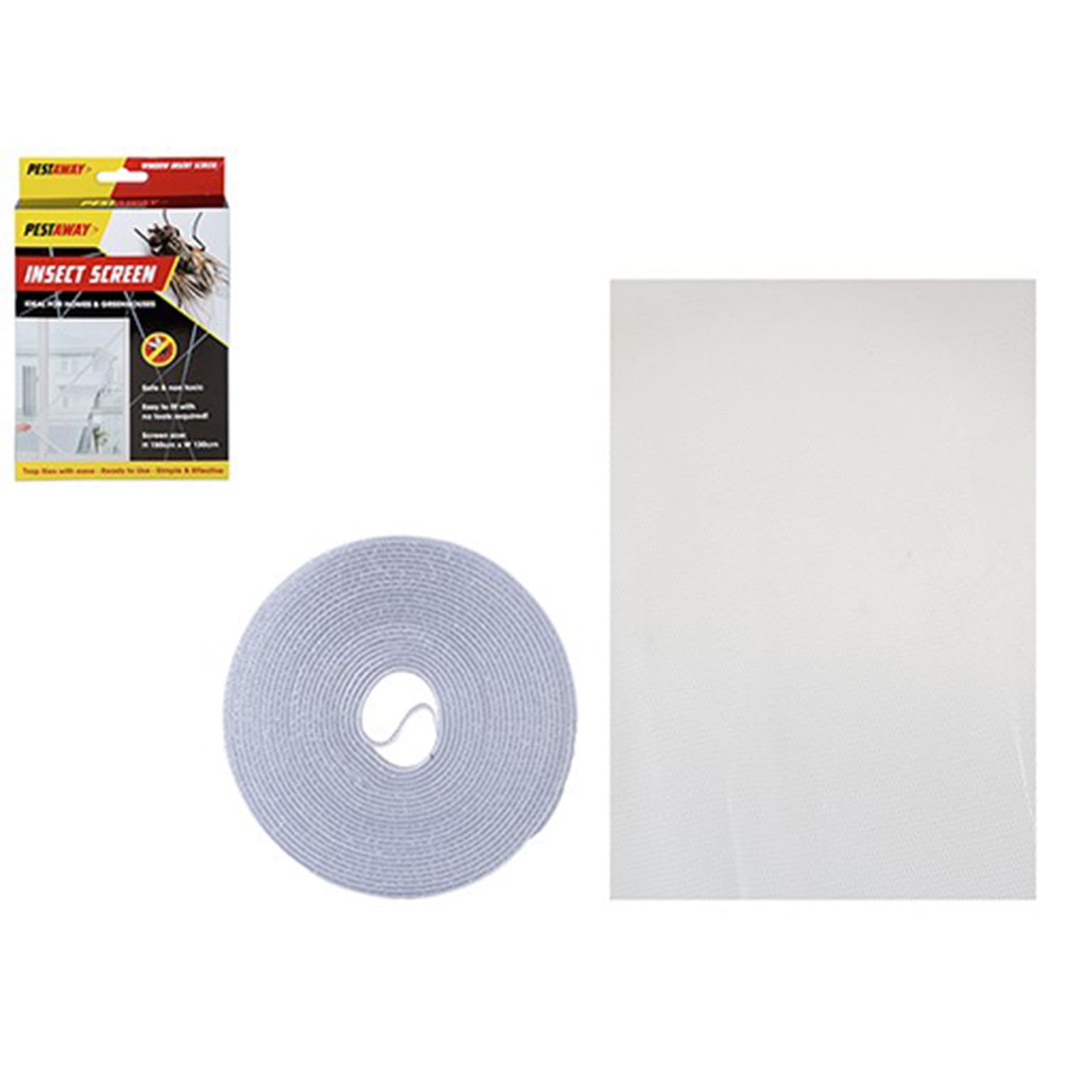 White Window Fly Net Screen Mesh Insect Bug Screen Hook & Loop Tape 150cm x 130cm