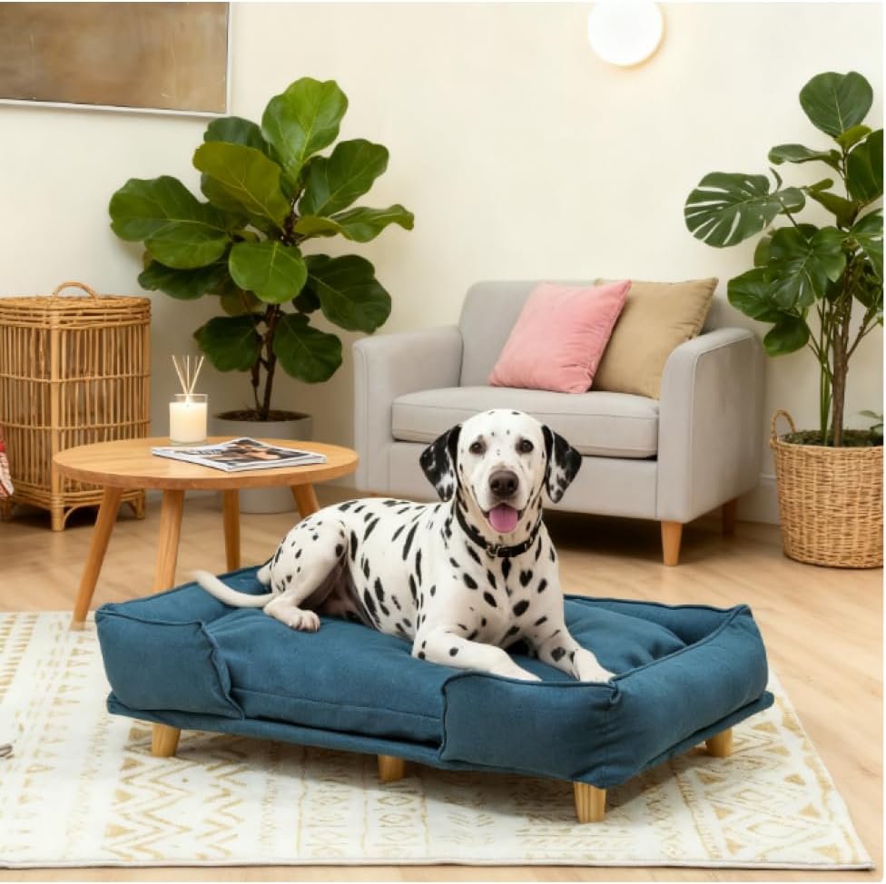 Pet Sofa for Small Dogs with Under-Seat Storage and Plush Tufted Cushion, Gray Dog Couch Bed with Wood Frame (Black + Foam + Polyester + Wood)