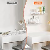 YUET Lot de 2 Étagères Murales, 30CM Étagère Flottante Aluminium, Blanc - 3