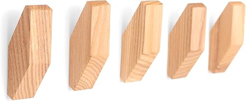 Miniatura 8 de TOROS store Juego de 5 ganchos de pared de madera, modernos ganchos de madera negra para colgar, ganchos para abrigos montados en la pared, ganchos