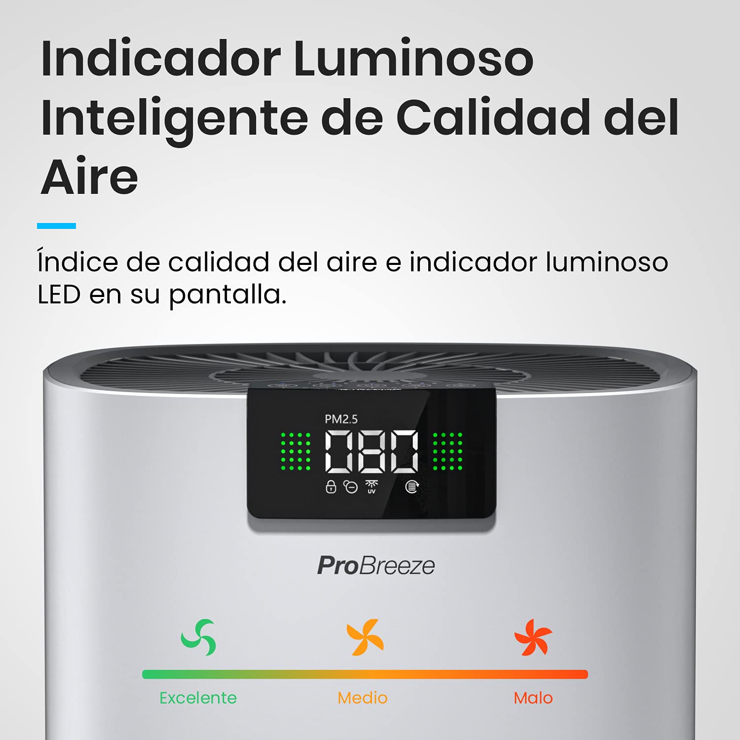 Pro Breeze Purificador de Aire Ultrapotente con Filtro HEPA 13. Con Ionizador y Luz Ultravioleta UV que captura Partículas, Alérgenos y Elimina olores. Para Casa y Habitaciones CADR 460 m³