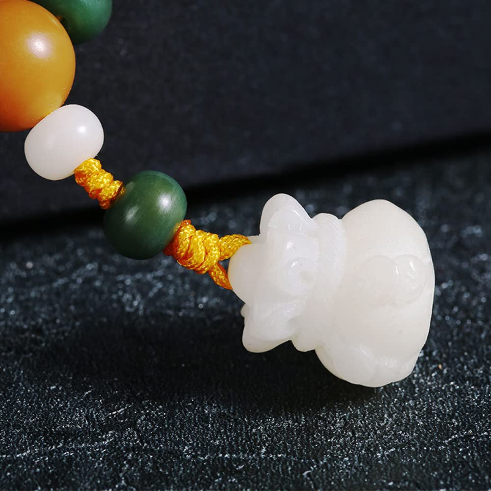 Cuenta de Buda,Collar de meditación,Pulsera con Cuentas Bodhi Blancas Naturales 108 Collar de Cuentas de Buda de oración Mujeres Hombres para meditación de Yoga