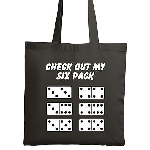 Funny Check out My Six Pack Funny For Dominoes Classic Board Tile based Games Lover Black Multicolor Canvas Tote Bag