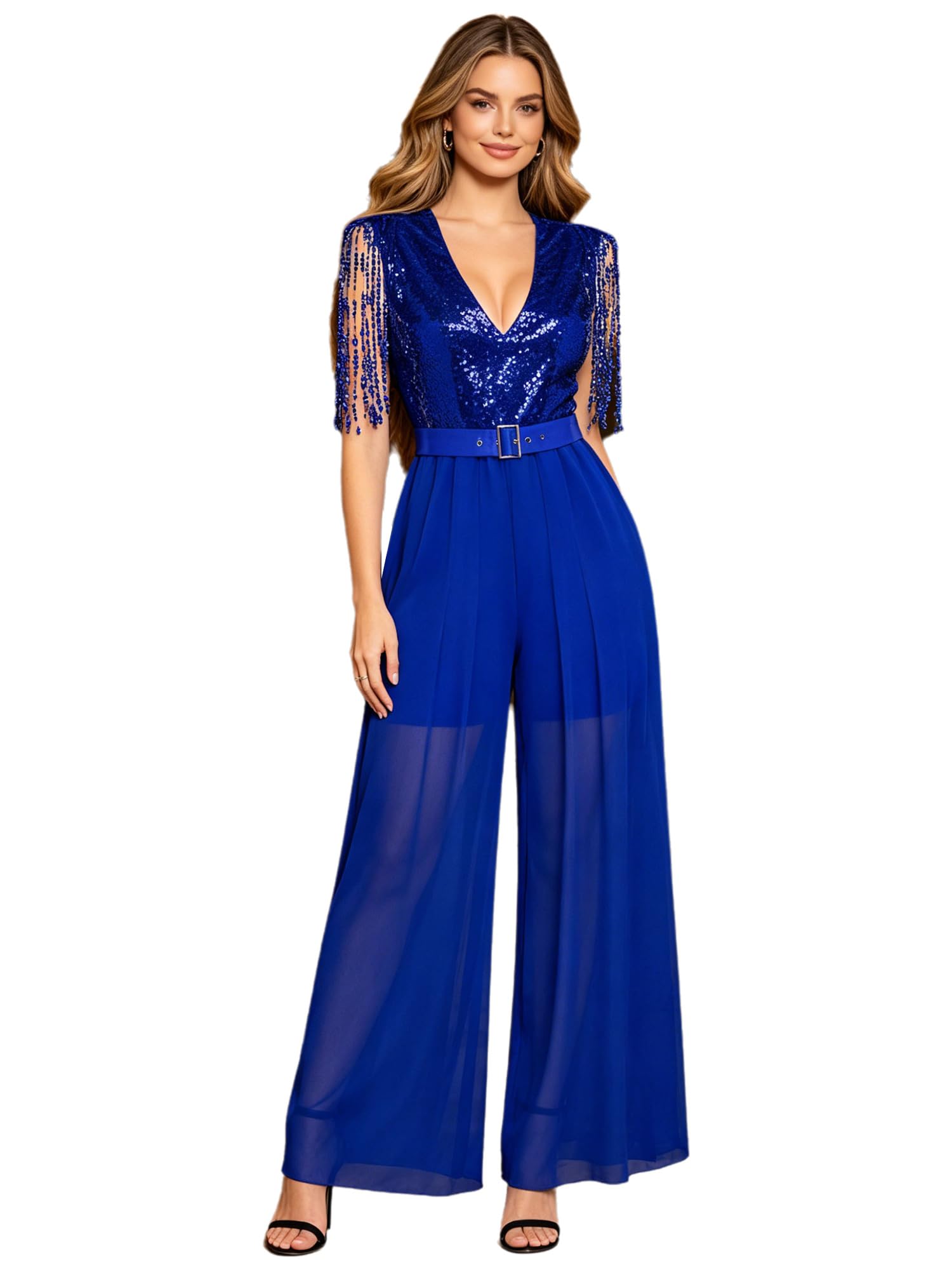 Kombianzug de mujer con escote en V profundo para bodas elegantes 8