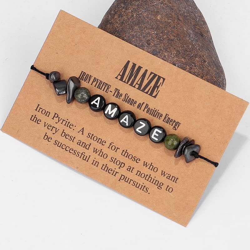 COLORFUL BLING Handmade Healing Chakra Beaded Bracelet with Spiritual Meaningful Card Crystal Natural Stone Strand Bracelet for Women Reiki Yoga Meditation Jewelry Protection Gifts - Image 3