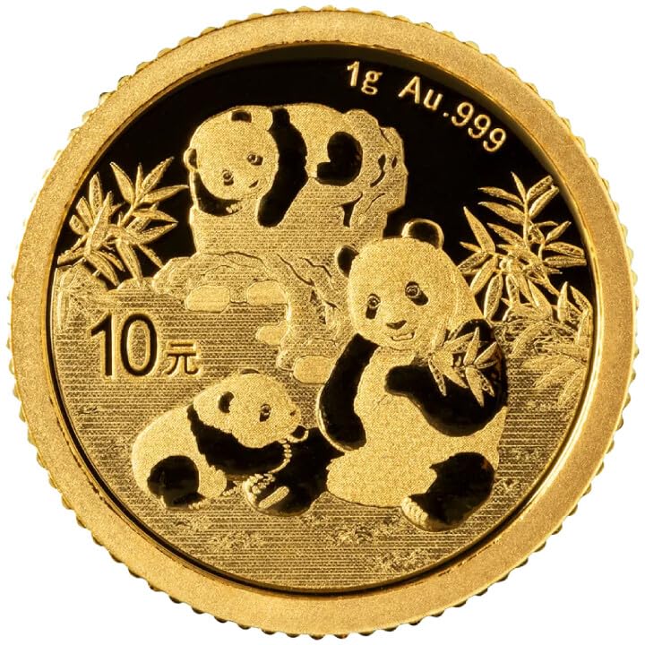 2025 10 Yuan Chinese Panda 1 Gram Pure Gold Coin (.999 Purity). Asia's Most Popular Bullion Coin, Made In China. 10 Yuan, Monetized By The China Government. Graded By Seller Circulated Condition