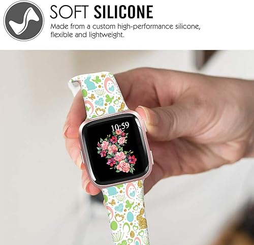 Miniatura 3 de DOO UC Correas de reloj con diseño floral de Pascua compatibles con Fitbit VersaVersa LiteVersa Special para hombres, mujeres y niñas, correa