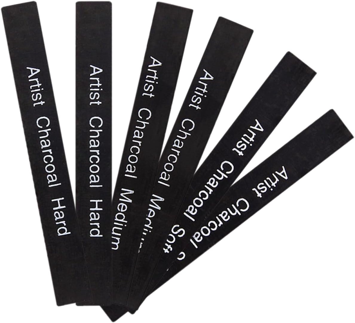 Kichvoe 6pcs Professional Compressed Charcoal Sticks Soft and Medium Hard Carbon Rods for Artists and Students Drawing Sketching Shading Art Supplies
