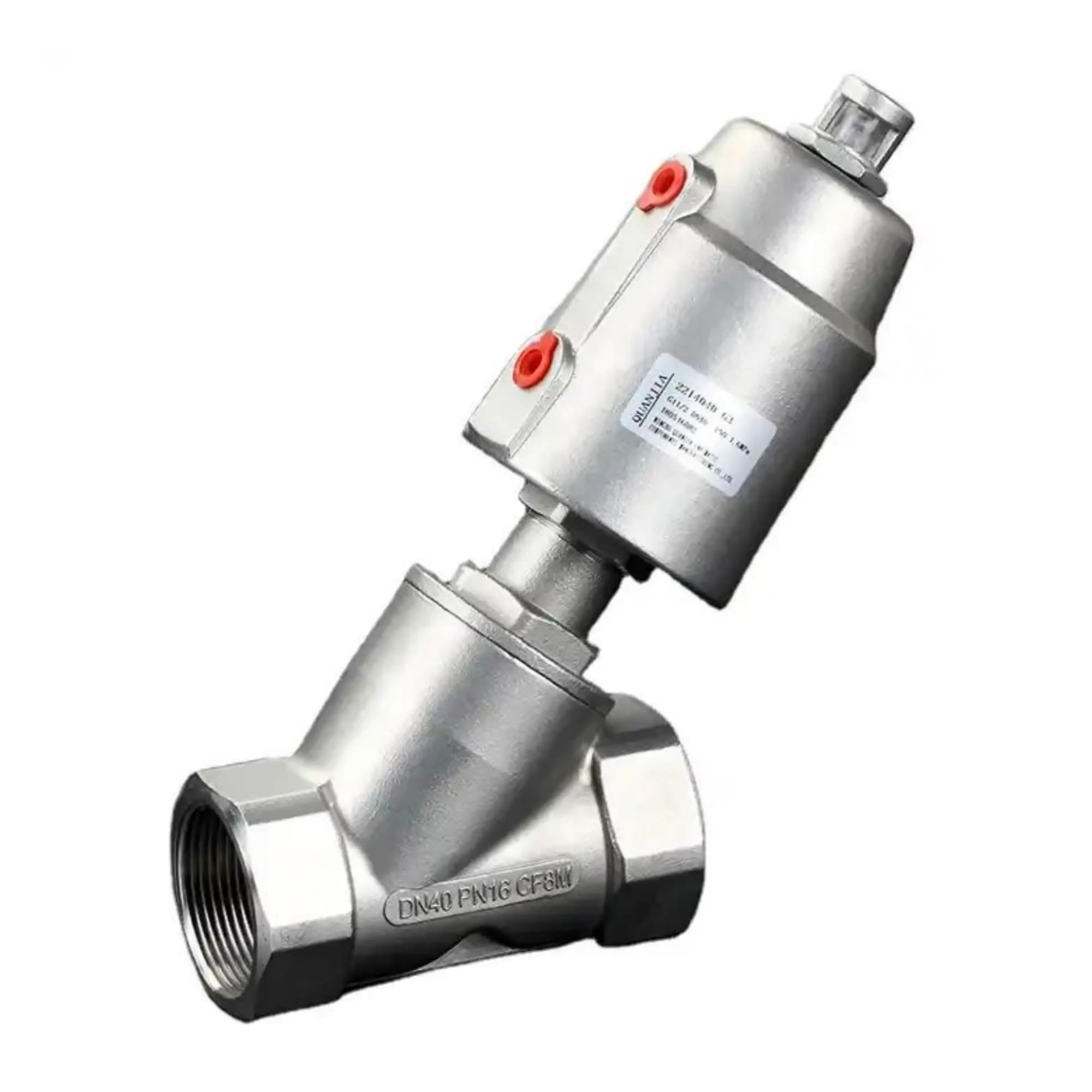 QXWPBIBAN DN32 304 Stainless Steel Pneumatic Seat Valve 16bar Normally Closed Angle