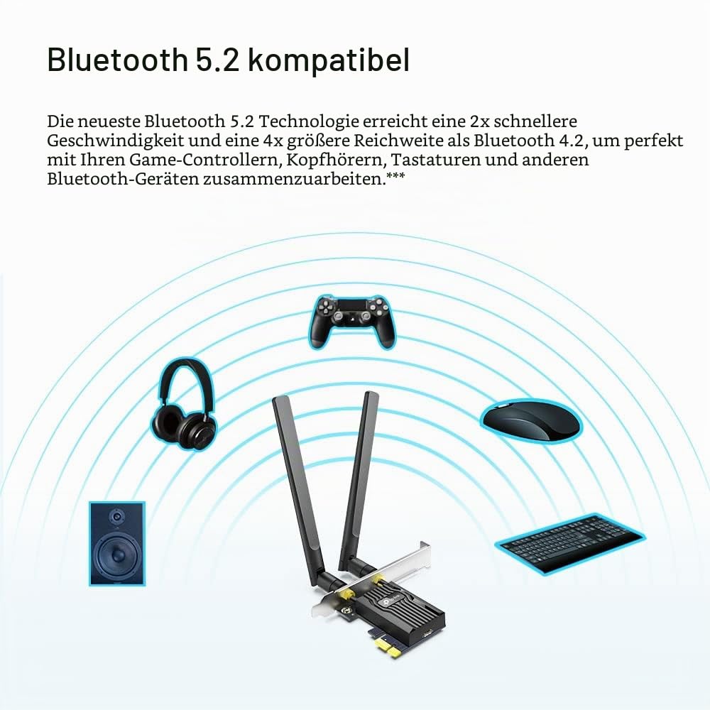 TP-Link Archer TX20E AX1800 Wi-Fi 6 WLAN Karte für PC, Bluetooth 5.2 PCIe-Adapter, 1201 Mbit/s 5 GHz und 574 Mbit/s 2,4 GHz, WPA3-Verschlüsselungsstandard, MU-MIMO, Unterstützt nur Windows 11/10