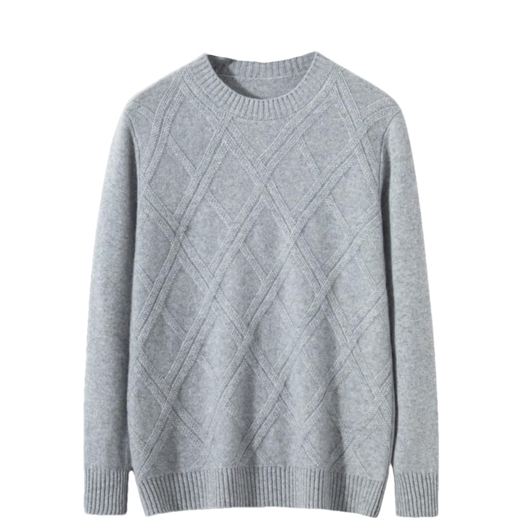 Dninmim Męski sweter kaszmirowy z okrągłym dekoltem, zimowy, pogrubiony, ciepły, miękki dżersej, Hombre