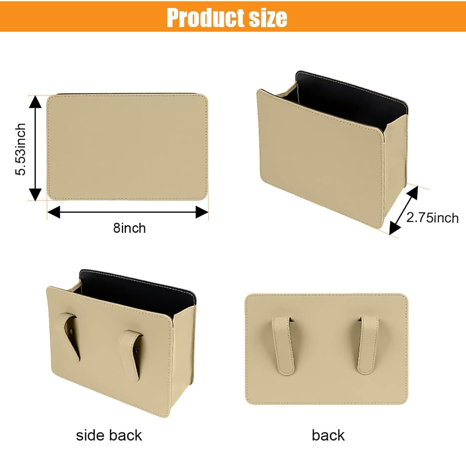 2 pcs Poubelle de Voiture pour Nissan Livina Navara March, Pliable Mini Poubelle en Cuir PU Boîte de Rangement Portable Suspendre Poubelle Intérieur Accessoires, B/Beige