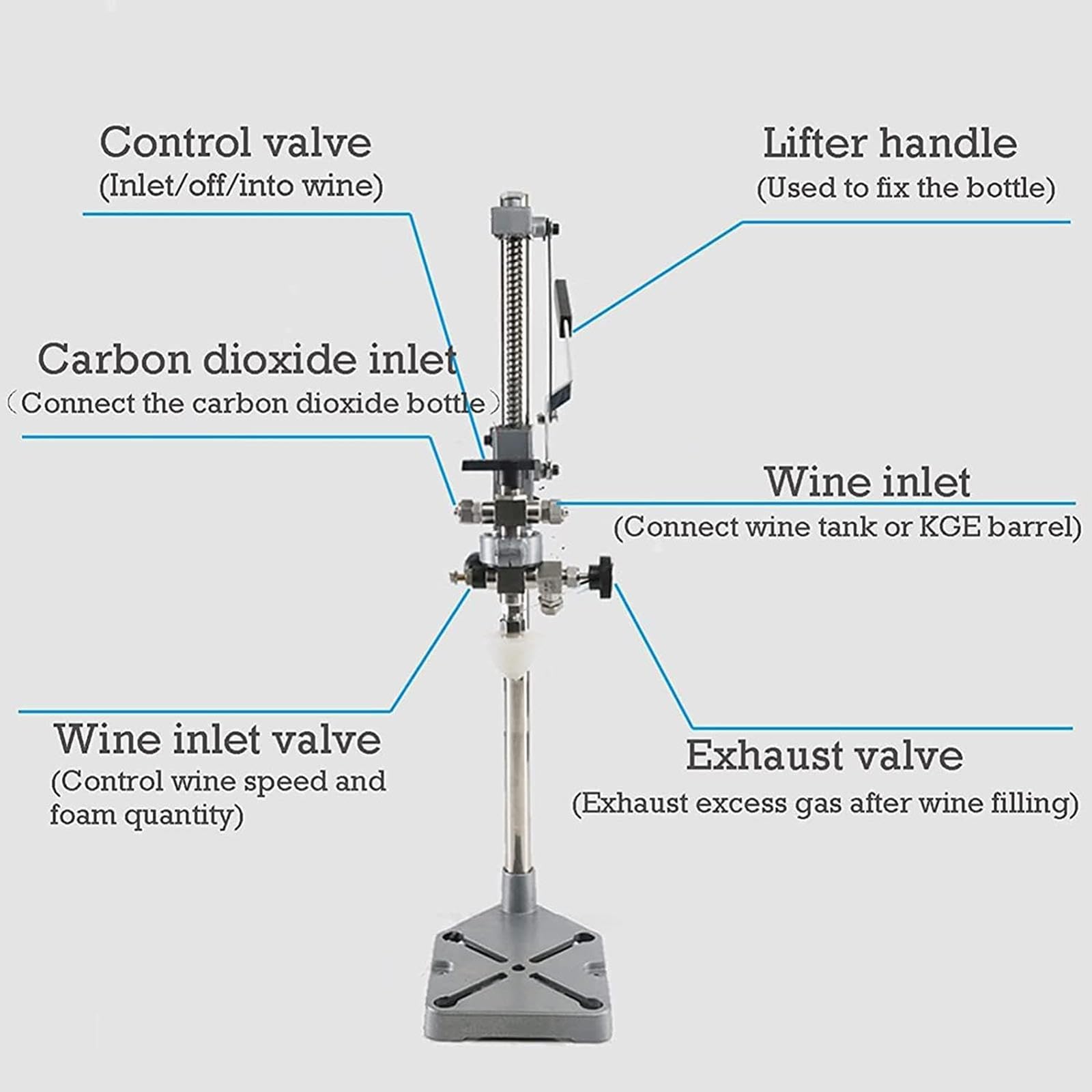Llenadora de Botellas de Cerveza, Llenadora de Botellas de Contrapresión, Llenadora de Botellas de Cerveza/Vino de Acero Inoxidable, Máquina de Llenado Manual para Botellas Vidrio/enrevesadas