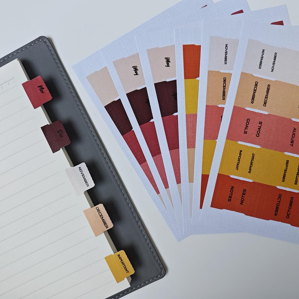 Etncy Life Autumn Monthly Tabs Calendar Stickers Monthly Calendar Stickers Tabs Adhesive Index Tabs For Planners, Journal, Notebook, Agendas And Organizers, Office Supplies (Autumn)