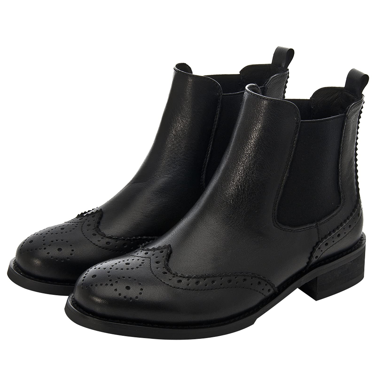 rismart Mujer Correas Wingtips Tobillo Alto Comodas Cuero Botines Botas Chelsea