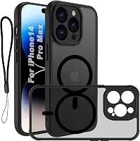 USTIYA Magnética Capa para iPhone 14 Pro Max 6,7 polegadas Case Matte Acrílico Uso Resistente Protetora de Câmera Capinha Acessórios para Celular com Cordão Preto FGCX