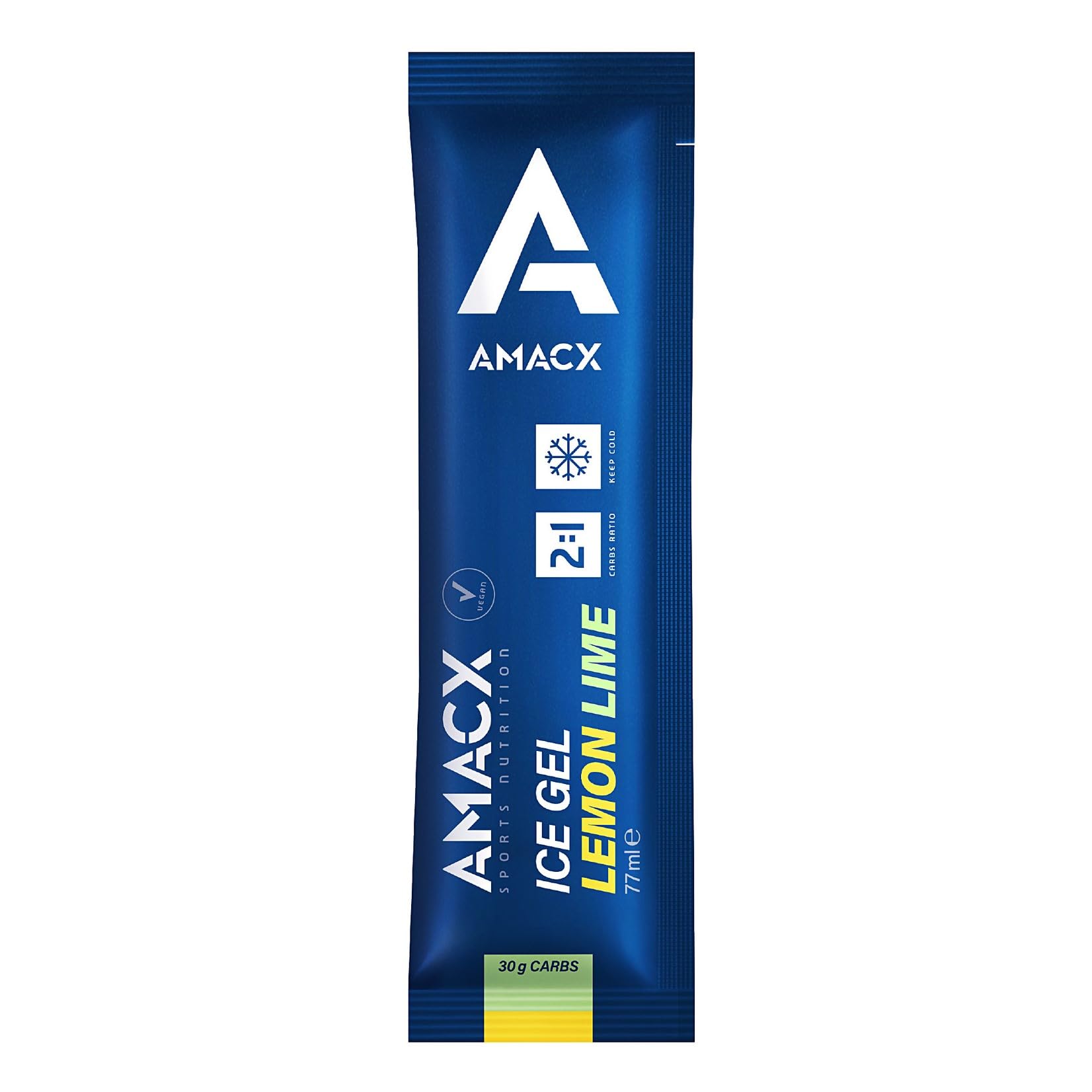 AMACX Energy Ice Gel con 30g Carbohidratos – Paquete de 12 y 200mg Sodio – Geles Energeticos Ciclismo y Running – Electrolitos Hidratacion para Entrenamiento Intenso – Limón Lima