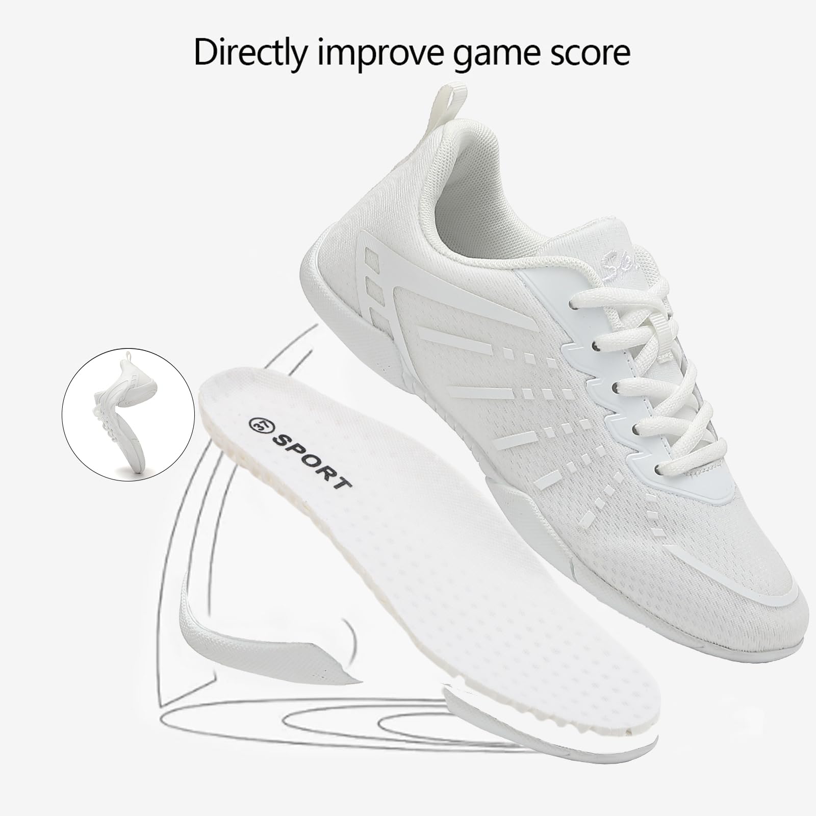 Zapatos de Porrista para Mujer Cheer Zapatillas Cheerleader Cheerleading Niña Yoga Entrenamiento Danza Caminar Gimnasia Deportes al Aire Libre