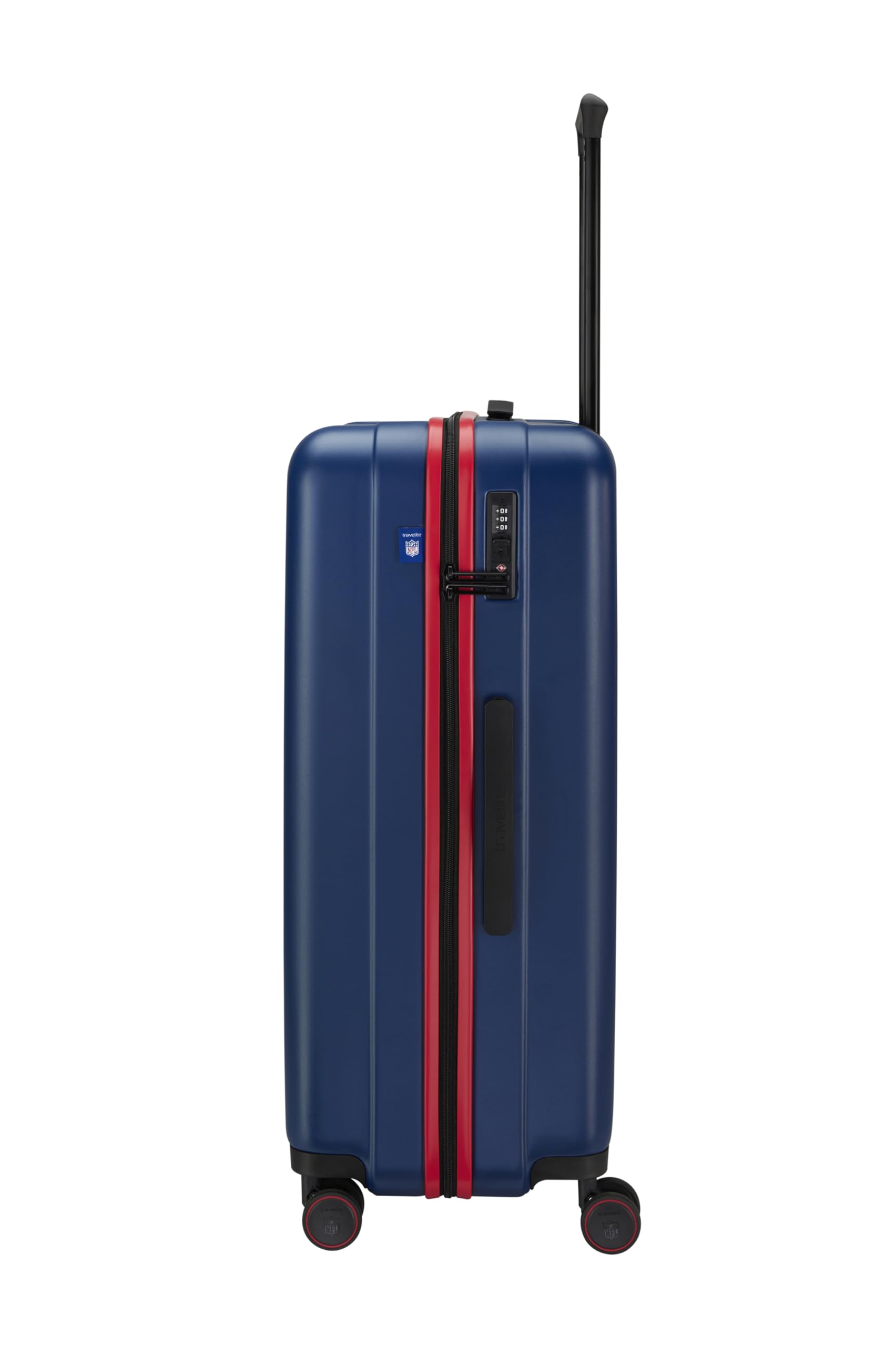 Travelite NFL Walizka podróżna z twardą obudową, New England Patriots, rozmiar L, duża walizka podróżna z zamkiem TSA, wózek ABS z 4 podwójnymi kółkami, 51 x 76 x 30,5 cm, 4,4 kg, 103 l
