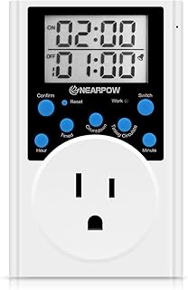 Timer Outlet, Nearpow Multifunctional Infinite Cycle Programmable Plug-in Digital Timer Switch with 3-Prong Outlet for Appliances, Energy-Saving Timer, 15A/1800W