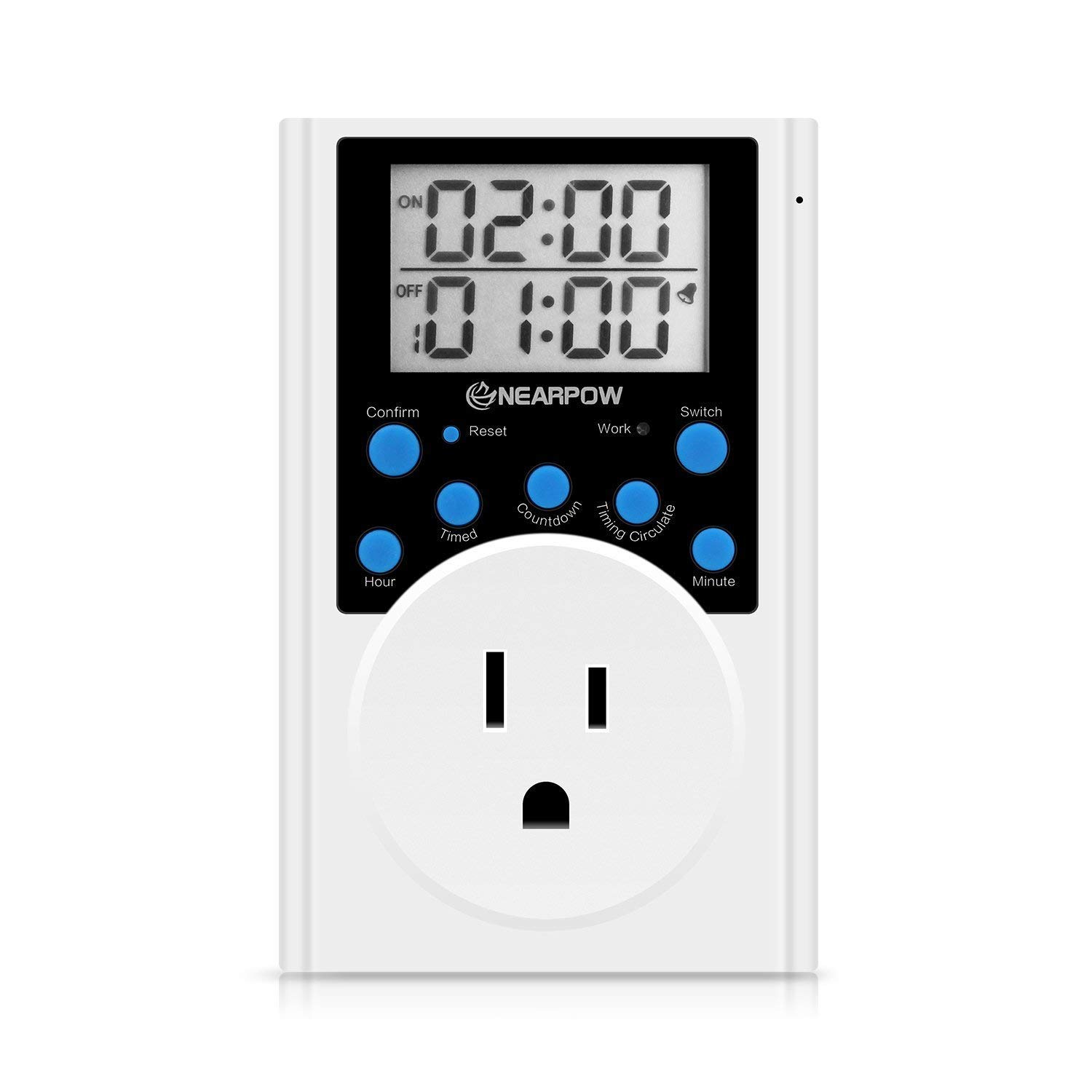 Countdown Timer Switch 15A 1800W NEARPOW Digital Outlet Timer - 7-Day ...