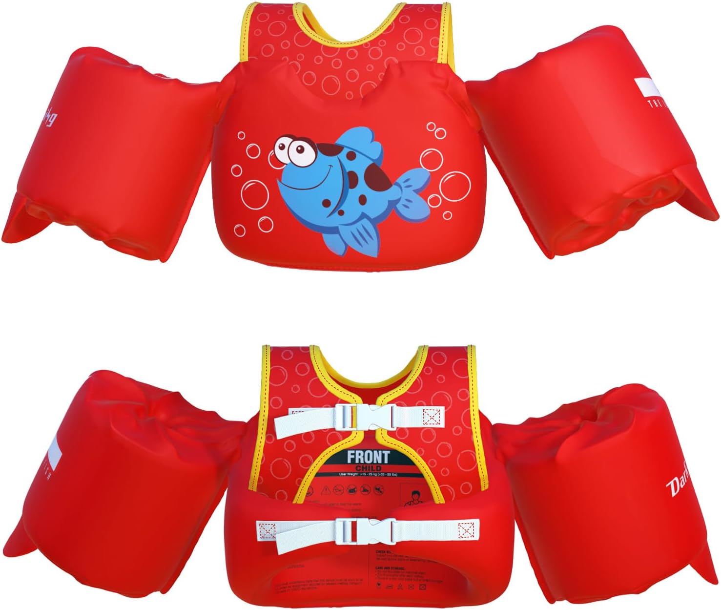 Dark Lightning USCG Coast Guard Approved Toddler Swim Vest for Age 2/3/4/5/6/7 Years Old, Kids Life Jackets with Arm Floaties 30-50 Pounds,Baby Water Wings in Sea/Pool/Puddle