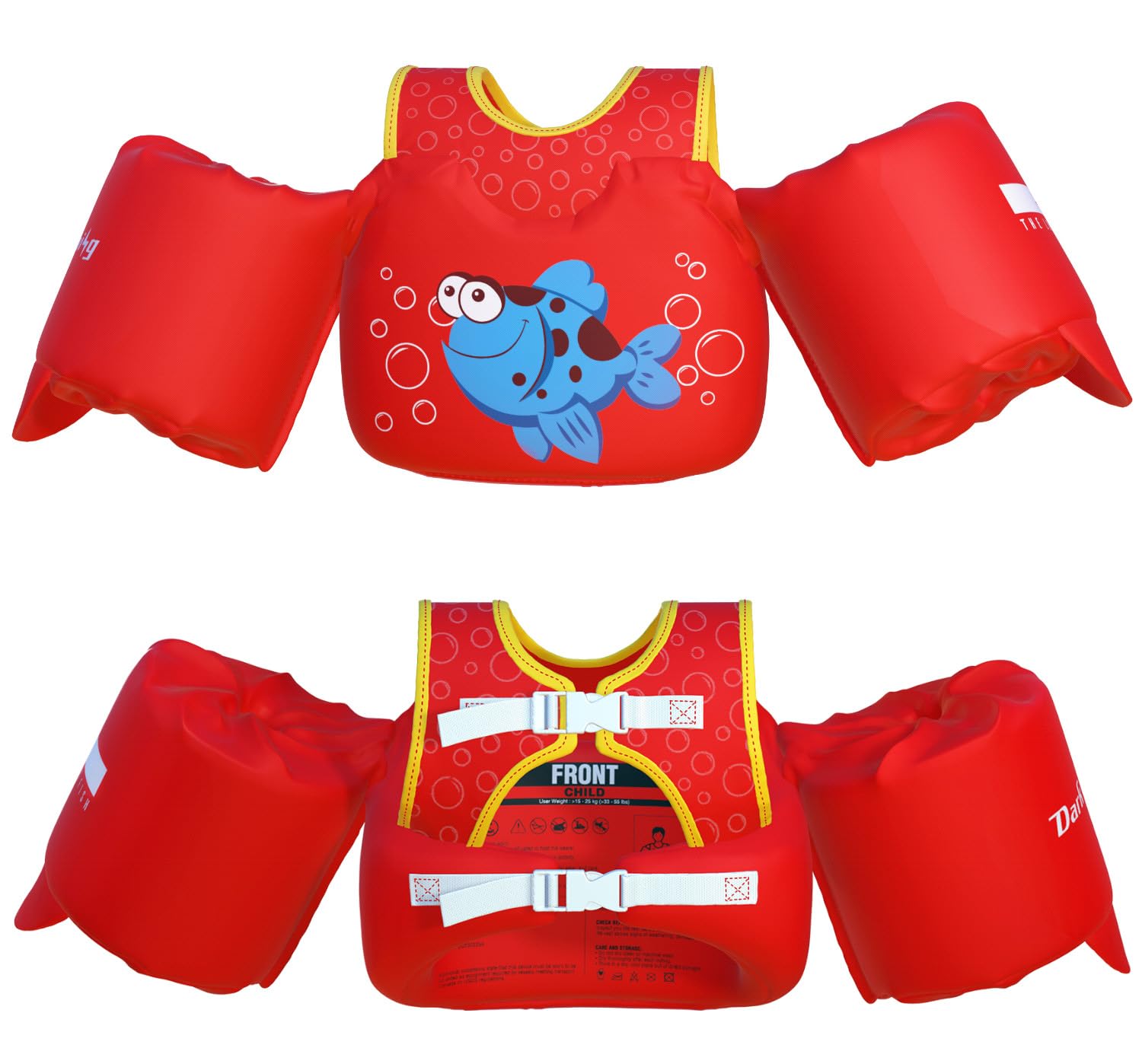 USCG Coast Guard Approved Toddler Swim Vest for Age 2/3/4/5/6/7 Years Old, Kids Life Jackets with Arm Floaties 30-50 Pounds,Baby Water Wings in Sea/Pool/Puddle