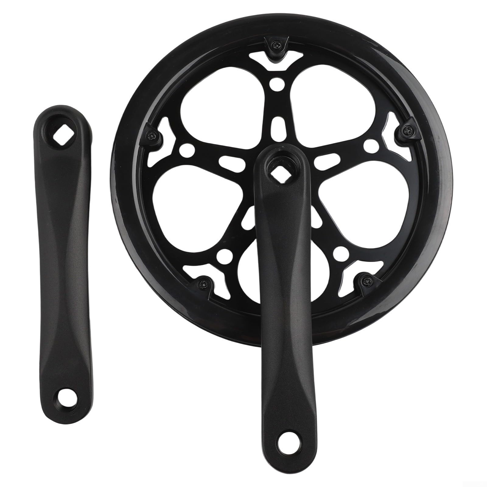 Folding Bike Crankset 52T with Guard Disc, 170mm Square Taper Crank for Single or Multi-Speed Bicycles, Aluminium Alloy and Steel Chainring Compat(Black)