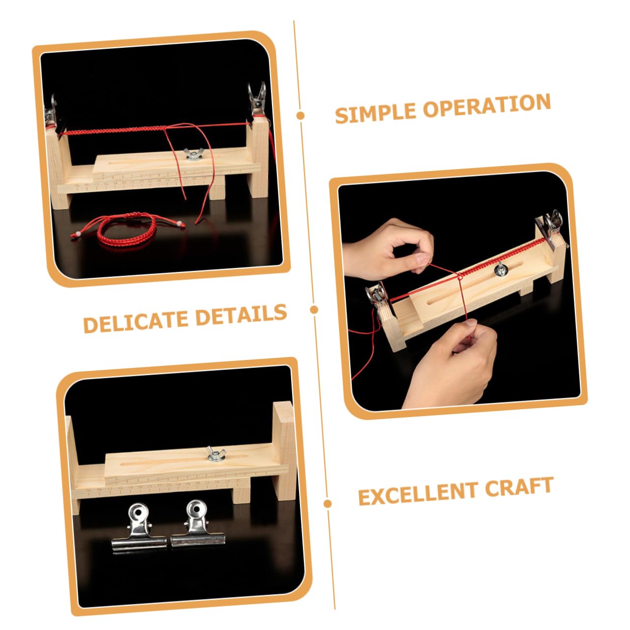 NUOBESTY 4 Juegos accesorios manualidades bracelet maker tejedora de brazaletes cuerda de mano perla electrica bucle talón kit de tejido kit de cuerda de soporte de tejido Madera
