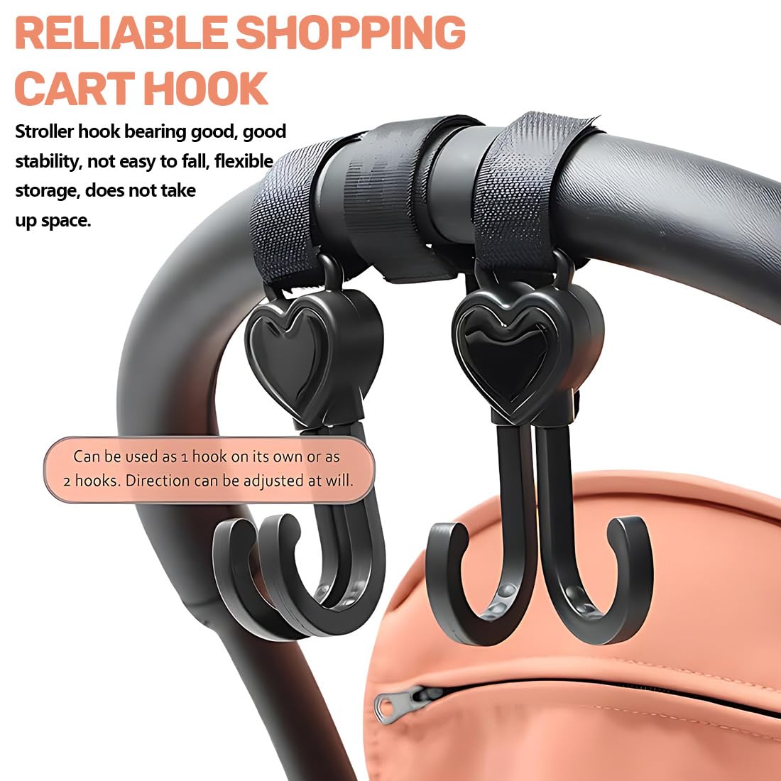 2 Pezzi Ganci Passeggino Gancio Per Passeggino A Forma Di Cuore Con Chiusura Per Borsa Fasciatoio Borse Borse Sospese Zaini Portafogli Accessori Per Passeggini Vestibilità Universale