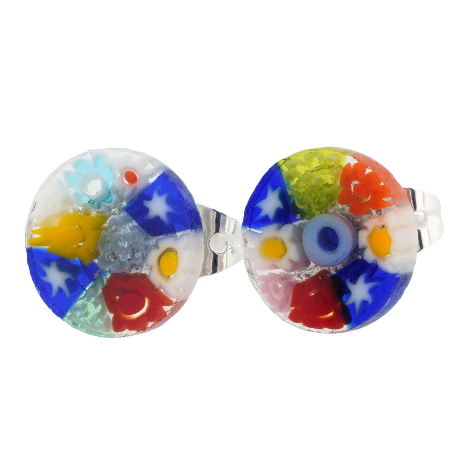 Glass Of Venice Orecchini In Vetro Di Murano Millefiori – Borchie Artigianali Italiane Con Fiore Multicolore, Regalo Donna