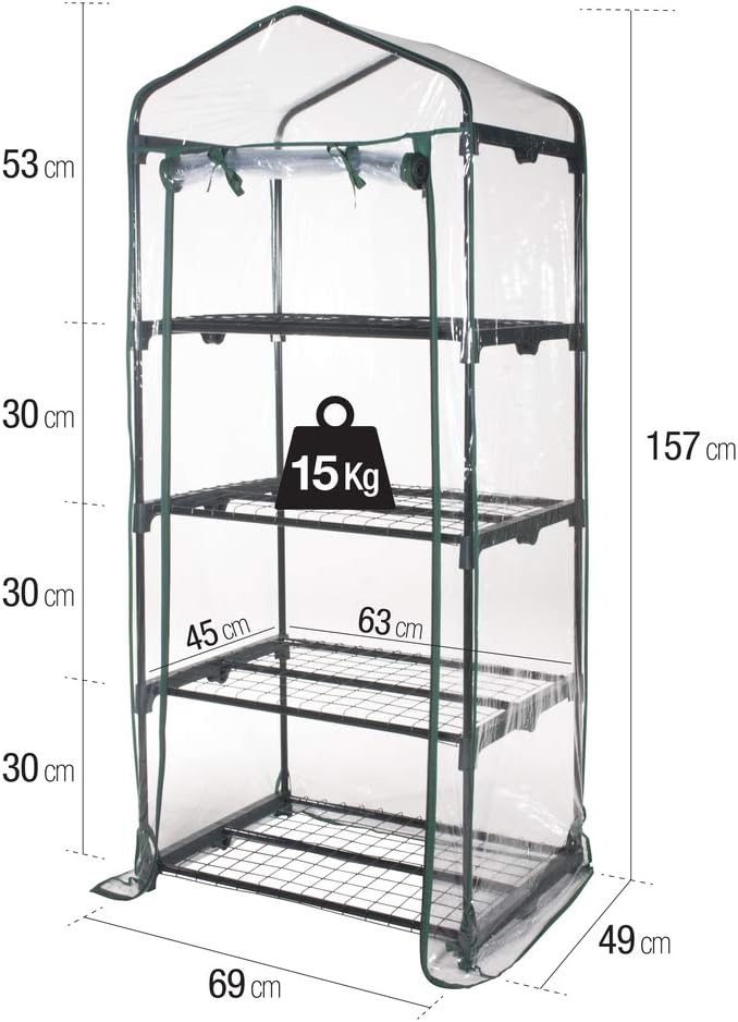 Biacchi Ettore SRL PVC Greenhouse with 4 Shelves, 69 x 49 x 157