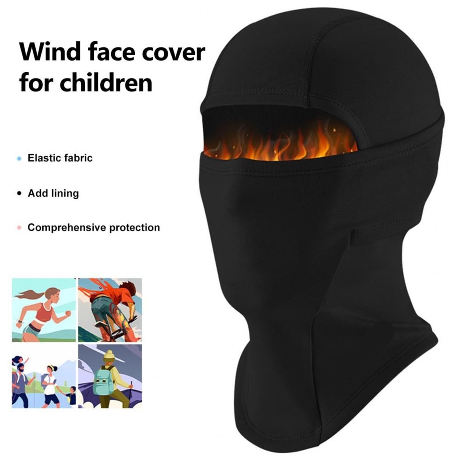 2Pcs Ski Maske Winter Warm Winddicht Thermic Volle Gesicht Schild Jungen Mädchen Reiten Kappe Schal Radfahren Helm Futter Für Outdoor Sports