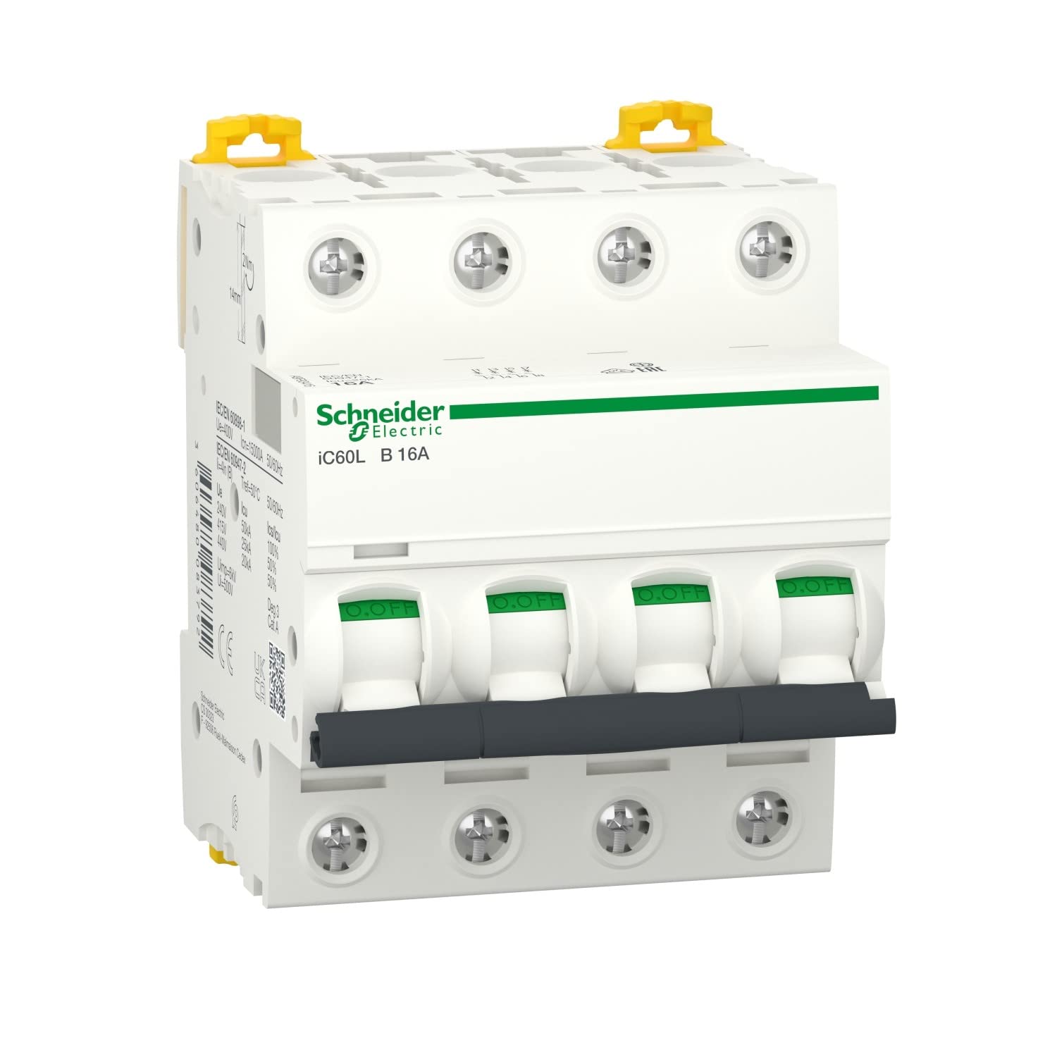 Schneider Electric A9F93416 Interruptor Automático Magnetotérmico Ic60L, 4P, 16A, Curva B