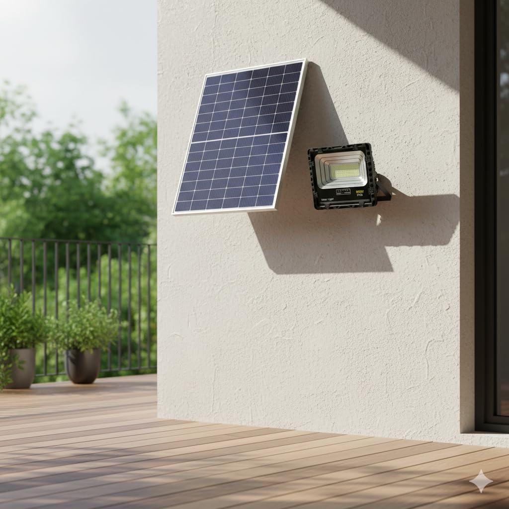 Faro LED Solare 500W Con Pannello Separato, Telecomando 2,4G, Sensore Movimento Radar E IP66 Impermeabile