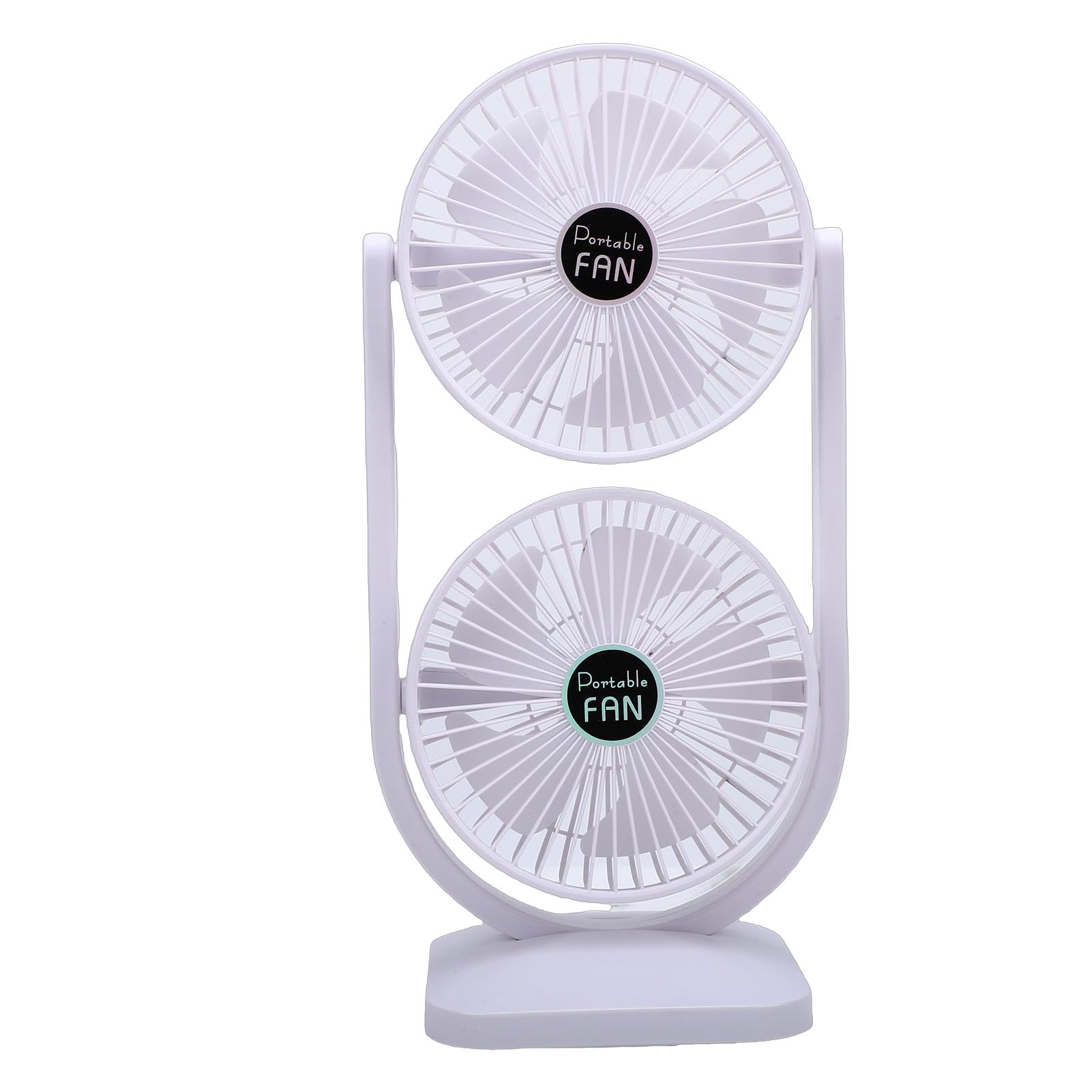 Ventilatore da Tavolo Doppia Testa, Ricaricabile USB 3 Velocità Elettrico