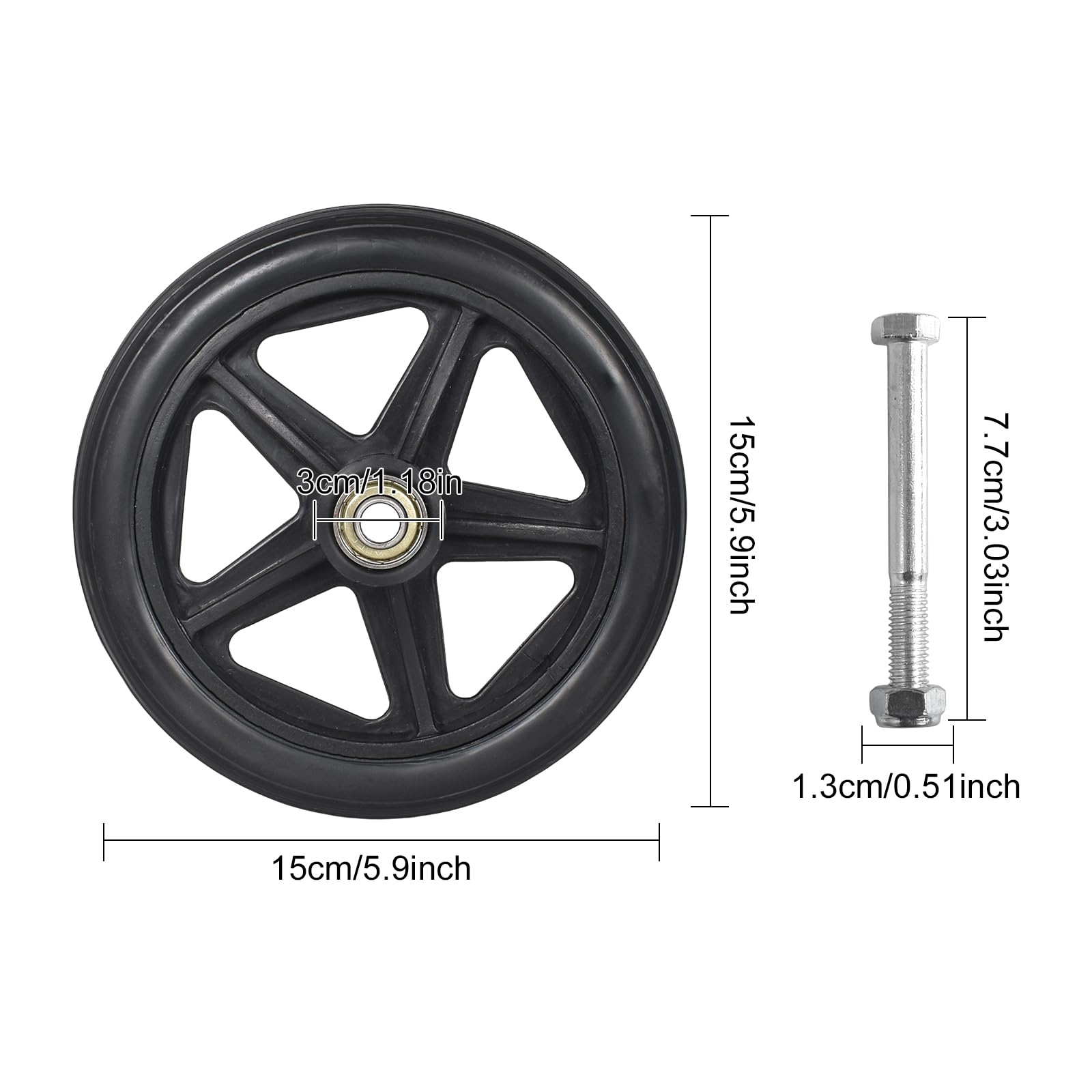 2 Piezas Silla De Ruedas Delanteras De Repuesto, Ruedas De Repuesto Para Sillas De Ruedas, Ruedas de Repuesto Macizas para Silla De Ruedas Rueda Delantera, Repuestos Sillas de Ruedas, 15cm