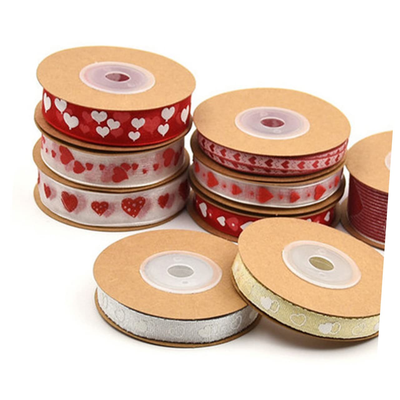 NUOBESTY 9rollen Valentinstag Herzband Liebe Herzmuster Dekoratives Geschenkband Teiliges Für Party Und Hochzeitsdekoration Hochwertiges Und Langlebig