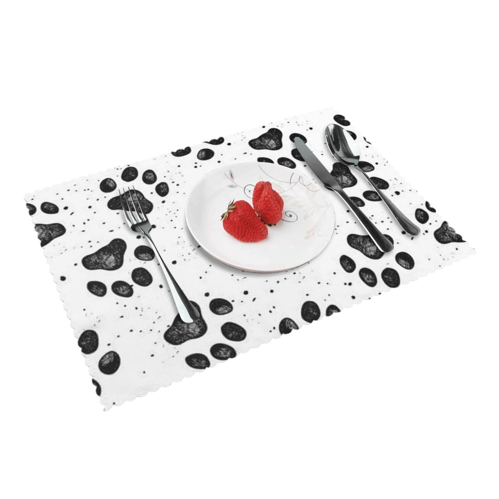 Dog Paw Pattern Printed Placemats Set of 4 PCS Washable Placemat for Kitchen Table Heat-resistant Table Mats 45x30 CM