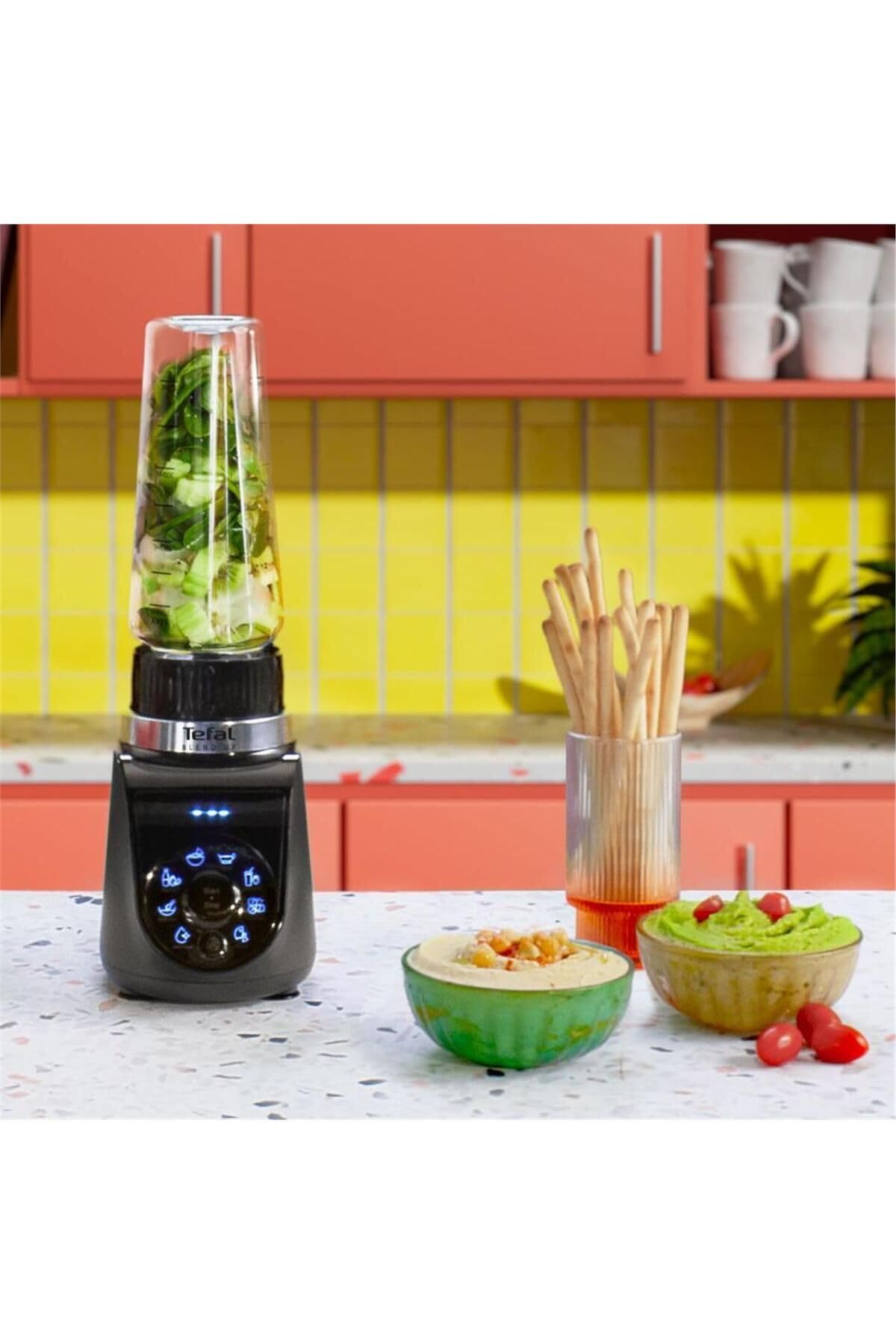 Tefal BL19H4 Blend Up Mini Blender Puissant Compact, 8 Programmes Automatiques, Fonction Ice Crush, Polyvalent, Lames Powelix, Nettoyage Facile