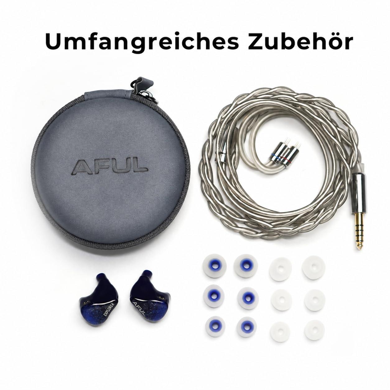 HiFiGo AFUL Explorer Hybrid-IEM Kopfhörer, 1DD+2BA, 2Pin-Kabel, 3,5mm | Ausgewogener 1DD+2BA Hybrid-IEM mit RLC-Weiche, 3D-Resonator, ergonomischer Passform und versilbertem Kupferkabel