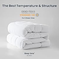 Vista 8 de SLEEP ZONE - Juego de edredón reversible y refrescante tamaño Individual para niños, suave y transpirable para todo el año, color blanco